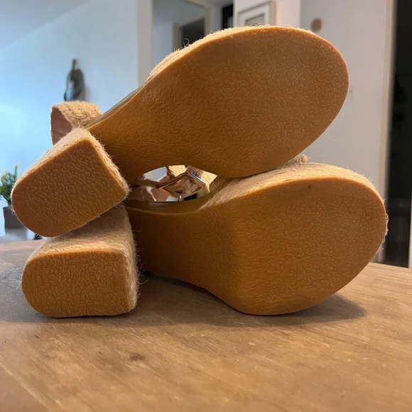 Rafia High Platform Sandals, Ankle, Sz 6.5 - Picture 5 of 8